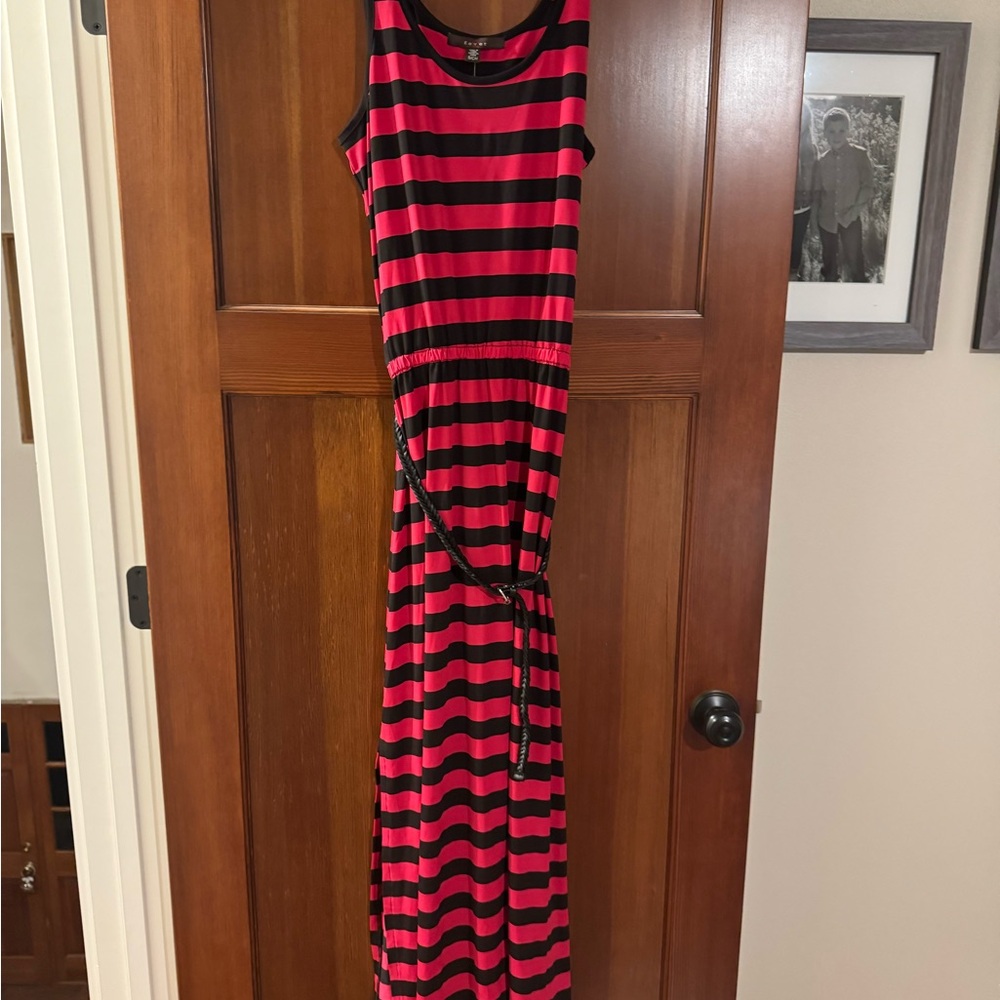 Fever Pink and Black Striped Maxi Dress
